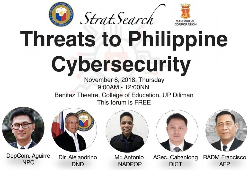 Leandro Angelo Aguirre, National Privacy Commission (NPC) Deputy Privacy Commissioner; Nebuchadnezzar Alejandrino, Department of National Defense (DND) Chief of Defense Situation Monitoring Center; Engels Antonio, National Association of Data Protection Officers of the Philippines (NADPOP) Data Protection Officer; Allan Cabanlong, Department of Information and Communications Technology (DICT) Assistant Secretary for Cybersecurity and Enabling Technologies; Rear Admiral Jande Francisco, Armed Forces of the Philippines (AFP) Deputy Chief of Staff for Communications, Electronics and Information Systems Service; Police Superintendent Harry Lorenzo III, Philippine National Police (PNP) Anti-Cybercrime Group (ACG)